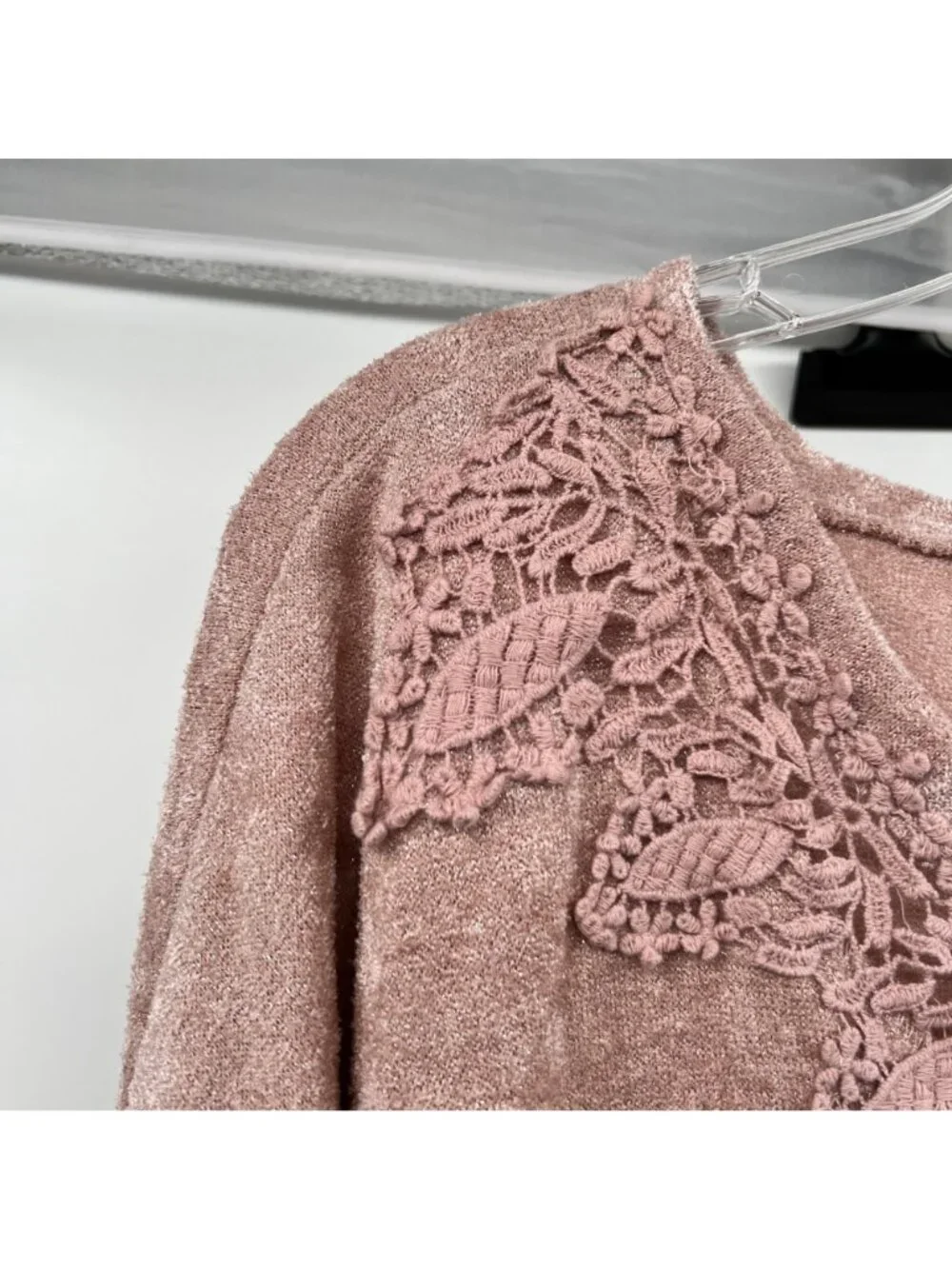 Maurices Womens Pink/Silver Glitter Sweater Embroidered Size 2X